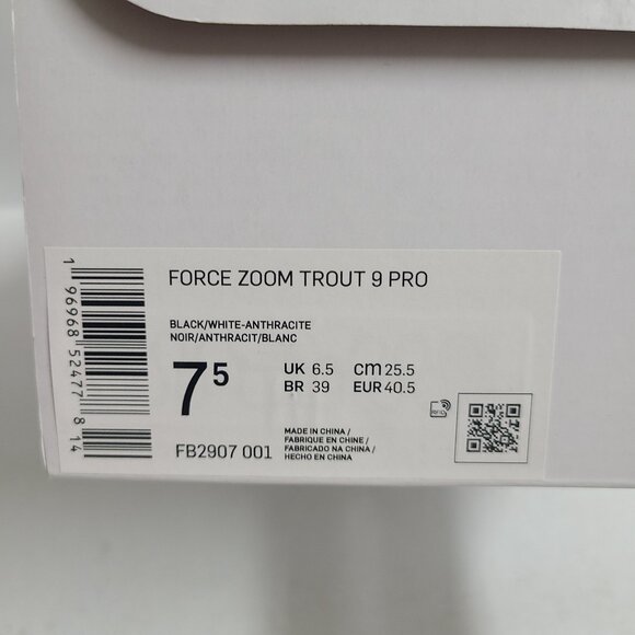 Nike Force Zoom Trout 9 Baseball Cleats FB2907-001 Size 7.5 Black main image 10